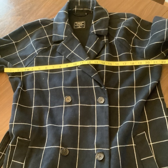 Abercrombie & Fitch Navy Windowpane Trench Coat – Size XL - Picture 9 of 14